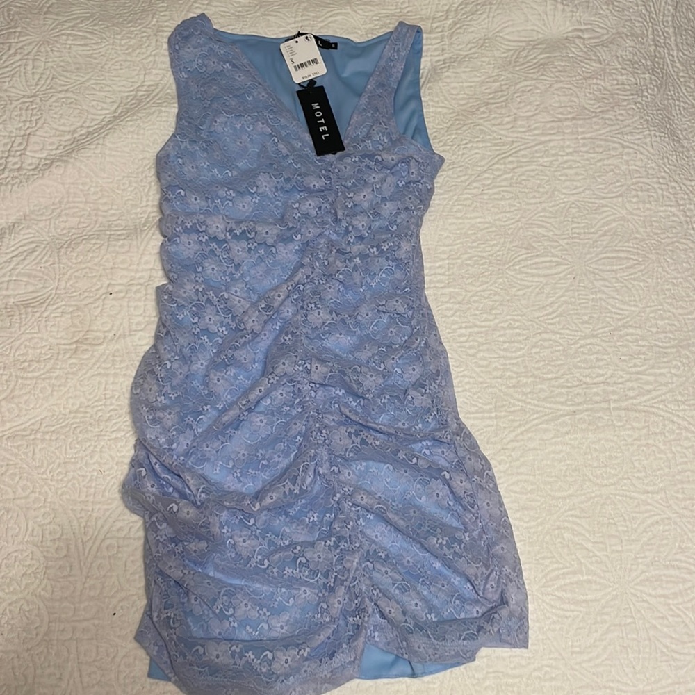 Free people baby blue lace mini dress